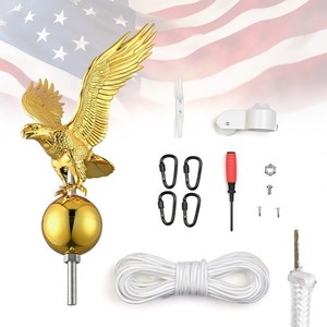 Yescom Flagpole Repair Kit 100% Aluminum Eagle Topper 50FT Halyard Rope Gold