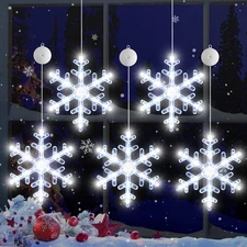 Christmas Decorations Snowflakes Window LED Lights Xmas Gift Winter 5 Pack