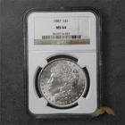 1887 Morgan Silver Dollar $1 - NGC MS64 - Philadelphia