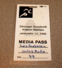 Chicago Goodwill Indoor Games 1/17/1982 Les Grobstein Media Pass WLS Radio