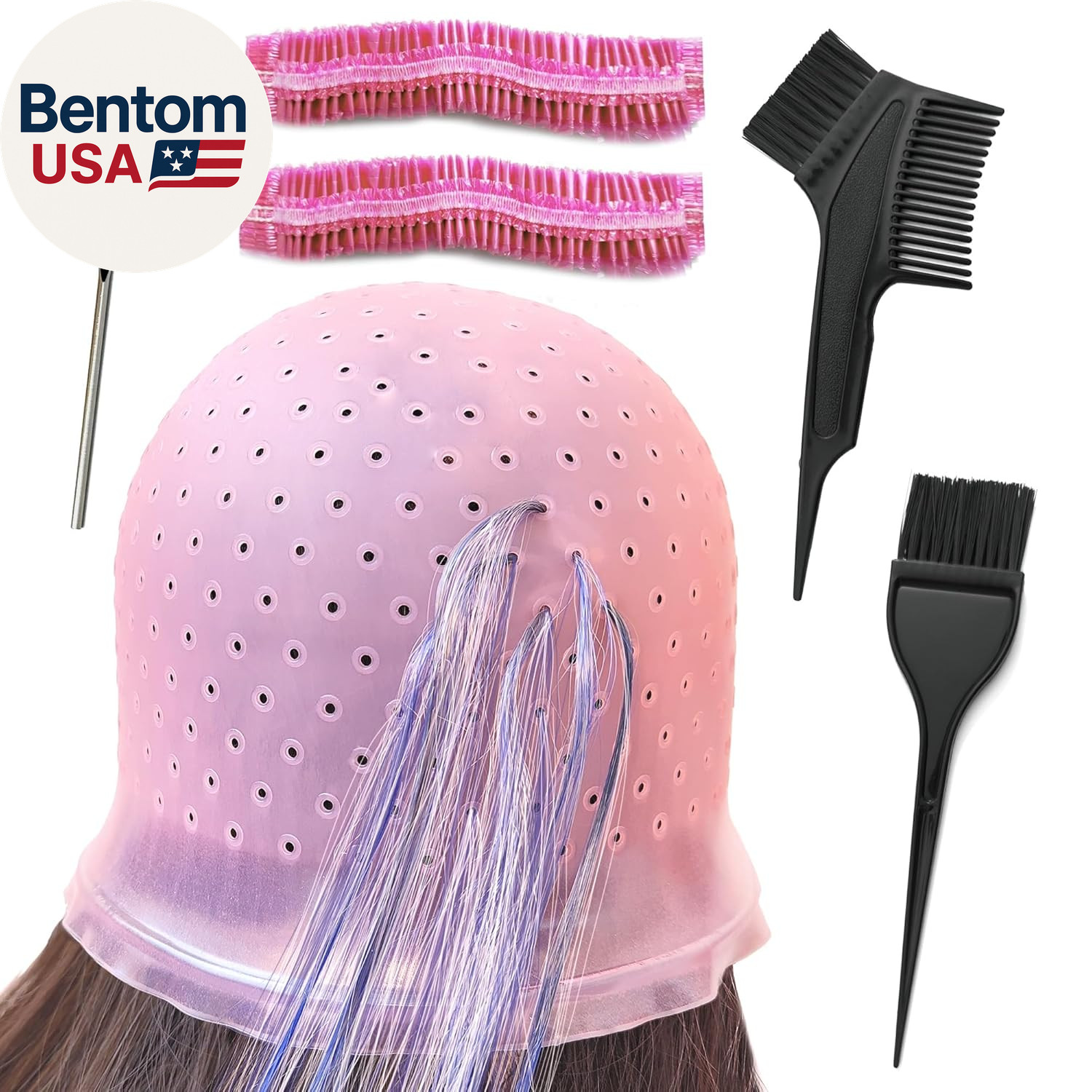 Pre Punched Holes Silicone Highlighting Cap Hair Color Kit Professional Reusable