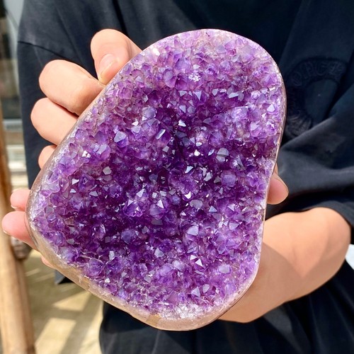 2.89LB Large natural amethyst geode quartz cluster crystal specimen healing.