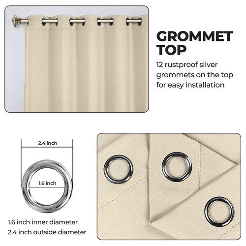 Solid 70" Wide Machine Washable Room Darkening Blackout Curtains, Set of 2 - Picture 106 of 288