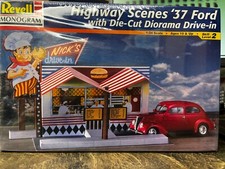 1/24 Monogram 1937 Ford Street rod  and Nick's Highway Scenes Diorama and kit