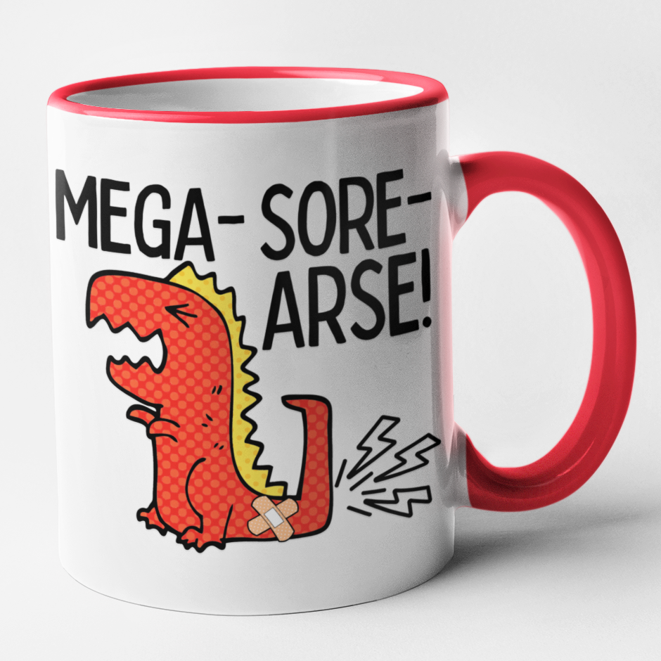 MegaSoreArse Funny Rude Mug Gay Dinosaur Adult Joke Coffee Cup Office