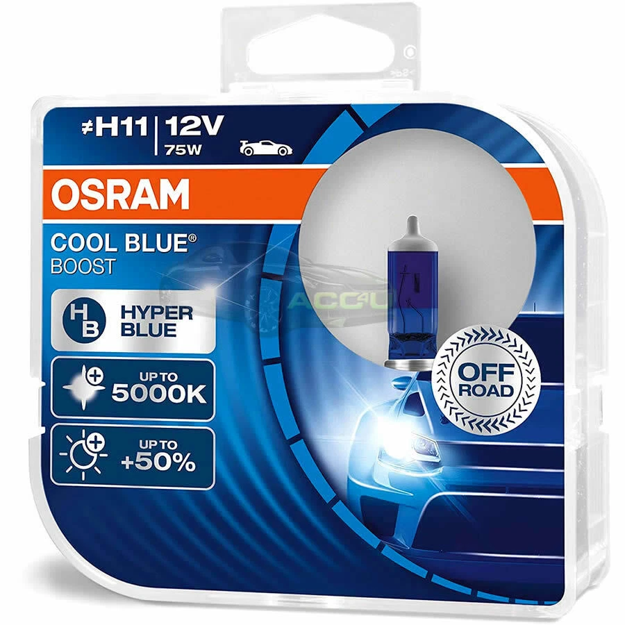 Osram Cool Blue Boost 12v H11 5000K White Xenon Look Car Upgrade Headlight Bulbs - Image 2 of 4