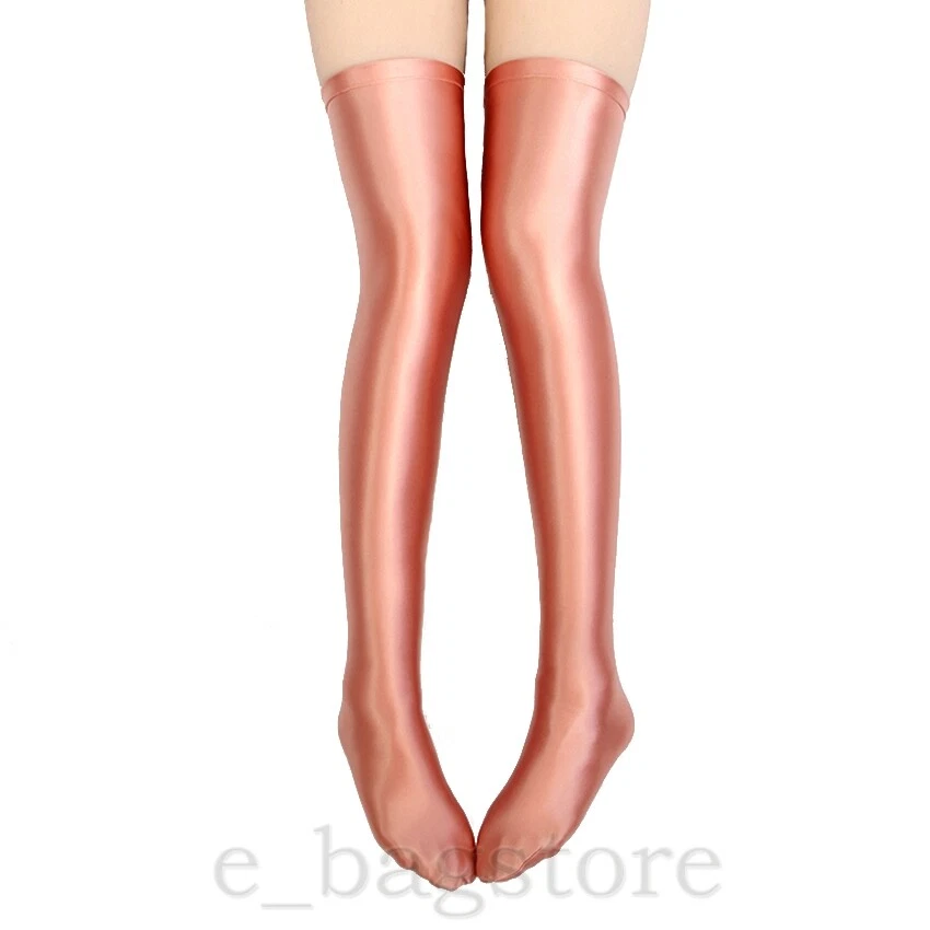 Mujeres Brillantes Sexy Medias Hasta los Muslos Lycra Spandex Elastizadas Brillantes Calcetines Opacos Foto 4 de 4