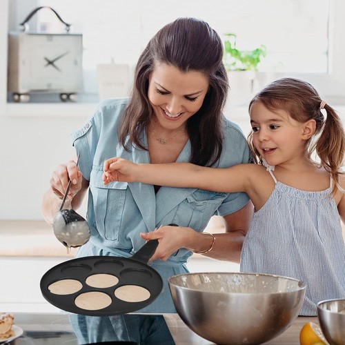Pancake Pfanne mit 7 Mulden,27cm Aluminiumlegierung Induktions-&Gas-, Eierpfanne - Bild 5 von 19