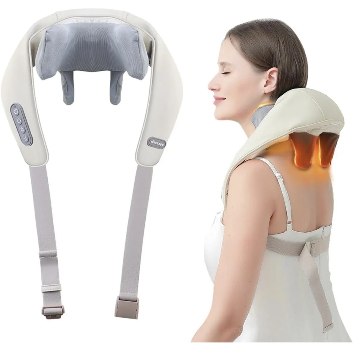 Neck And Shoulder Massager With Heat, Electric Deep Tissue 5D Kneading  Shiatsu