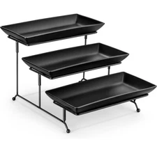 MALACASA 3 Tier Serving Trays for Party, Stoneware Serving Platters