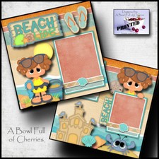 BEACH LIFE  girl 2 premade scrapbooking pages paper piecing printed BY CHERRY