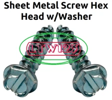 (25Pc) #12-11x1-1/4'' Sheet Metal Screw Slot Hex Washer Head Type A Zinc