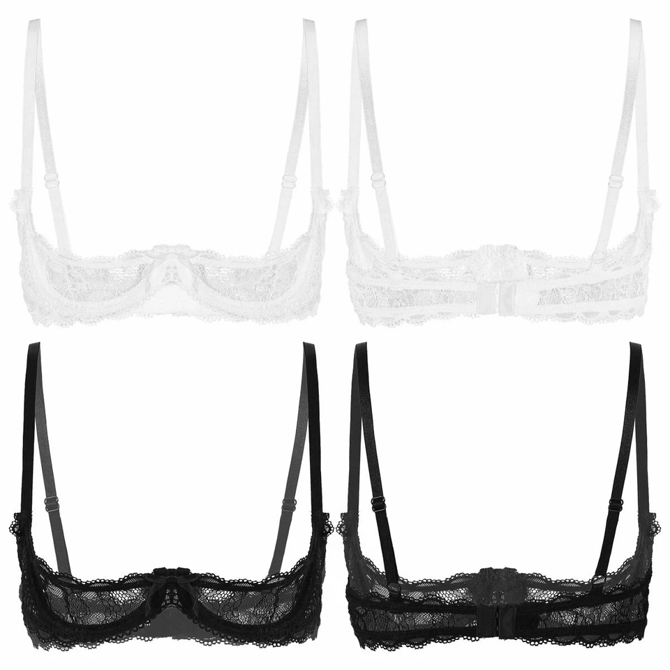 Sexy Women's Lace 1/4 Cup Push Up Bra Top Open Cups Bralette Underwire AU - image 2 of 3