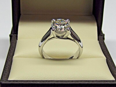 2 Ct Round Cut Simulated Diamond Solitaire Engagement Ring 14K White Gold Finish