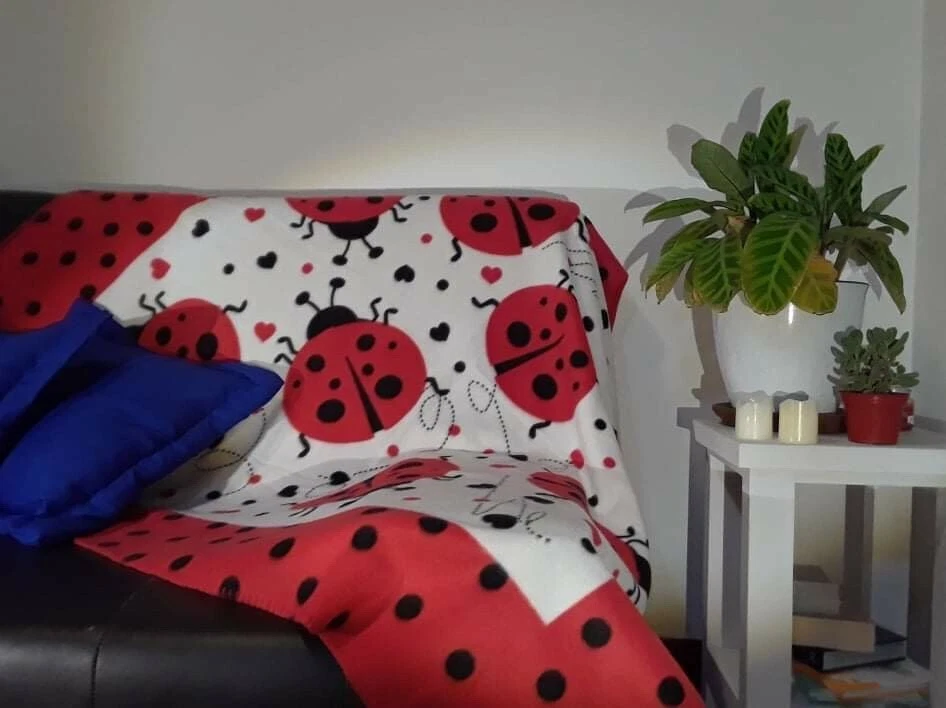 Ladybug Fleece Throw Blanket - Lightweight Super Soft Cozy Luxury Duvet Cover - Image 3 of 4