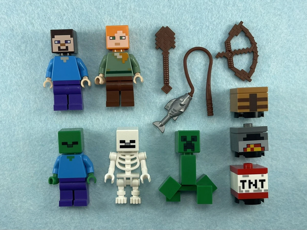Lego Steve Alex Skeleton Archer Zombie Creeper Minifigure