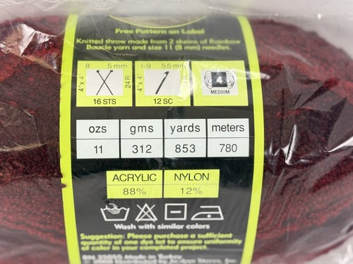 New! Sensations Jo-Ann Rainbow Boucle Yarn, 11 oz, Red Print (#1050) 853 Yards - Bild 2 von 4