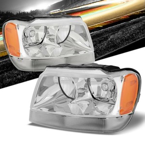 Black Housing Headlight Amber Signal Reflector for 99-04 Jeep Grand Cherokee