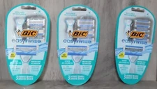 3 Bic Easy Rinse Razors 4 Blades-1 Handle 3 Cartridges Each Smoother Shave