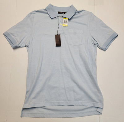 NEW Tasso Elba Polo Collared S/S Shirt Men's MEDIUM M Light Blue 100% COTTON
