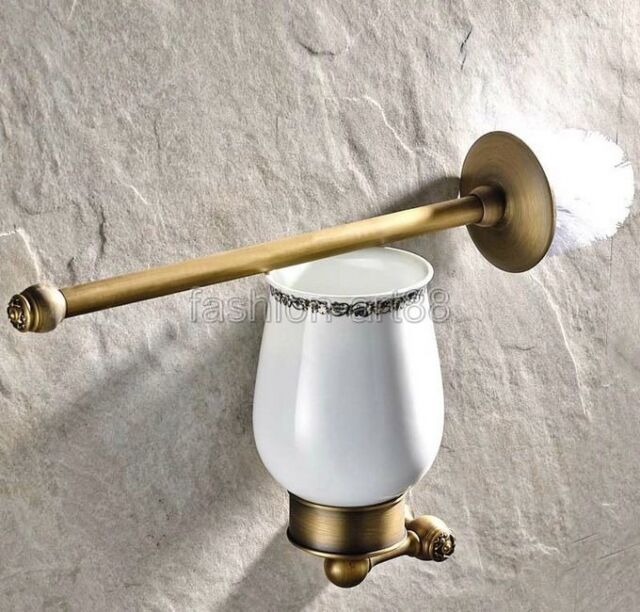 Antique Brass Wall Mounted Toilet Brush Holders Bathroom Accessories