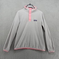 Patagonia Sweater Womens Small Gray Pink Micro D Snap T Pullover Fleece