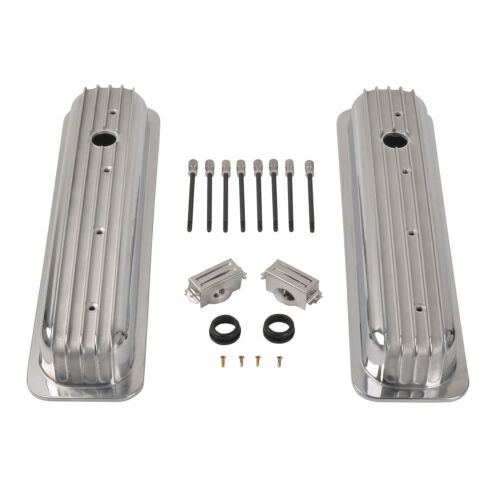 For 87-97 SBC Chevy Vortec 350 Center Bolt Finned Short Valve Cover+PCV Breather - Foto 2 di 10