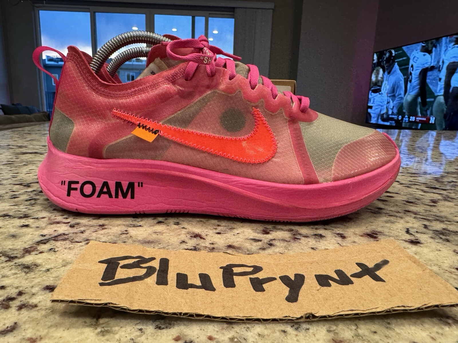 OFF WHITE X NIKE Taglia 9 5 Nike Off White x Zoom Fly SP rosa tulipano