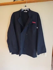 Black HY-VEE Chef Coat GROCERY FOOD STORE Catering Large Button Down Jacket