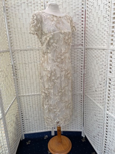 shubette ivory, gold lace overlay, lined dress BNWT size 16 kkkkkkkkkkkkk - Picture 4 of 10