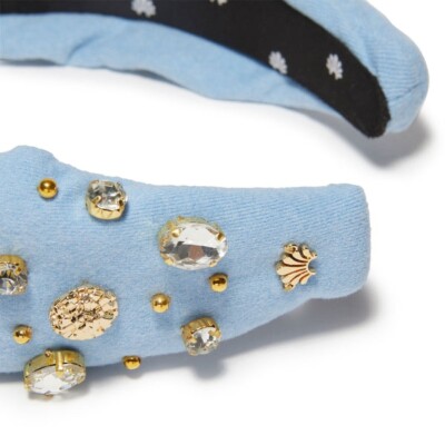 Lele sadoughi knotted game day headband baby blue all sports Lele Sadoughi Baby Blue Game Day Varsity knotted Crystal  main image 4