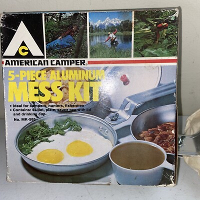 Vintage Camping Scouting American Camper 5 Piece Mess Kit #MK-585 New Nostalgia