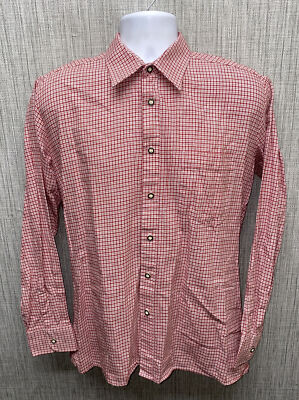 Hammerschmid Mens Red/White Checkered Long Sleeve Button Front Shirt Sz 40/M