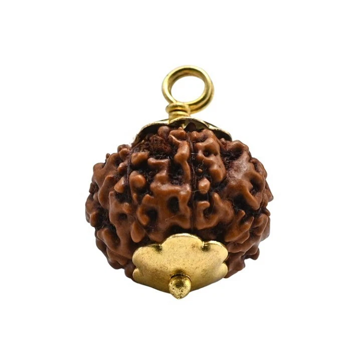 Rudraksha Original 7 Mukhi Pendant Necklace for Women Men with Velvet Pouch Gold