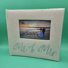 Nicole Miller Home Light Cream Satin Photo Album  4" X 6" W/ Memo MR. & Mrs NEW