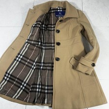 BURBERRY BLUE LABEL Angora Wool Coat Nova Check Women Camel Size38 Vintage Japan