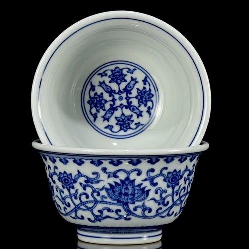 A Pair Chinese Blue&white Porcelain HandPainted Flower&plant Pattern Cups 82523 - Picture 7 of 9