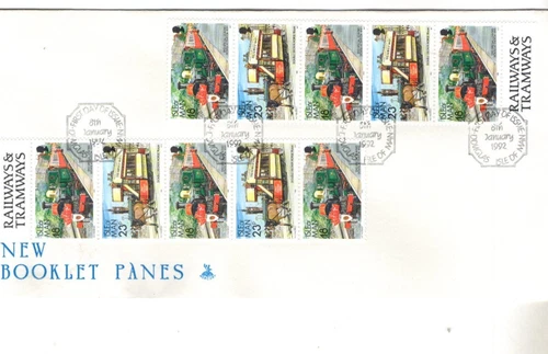 1990 ISLE OF MAN - RAILWAYS & TRAMWAYS BOOKLET FDC FROM COLLECTION K41