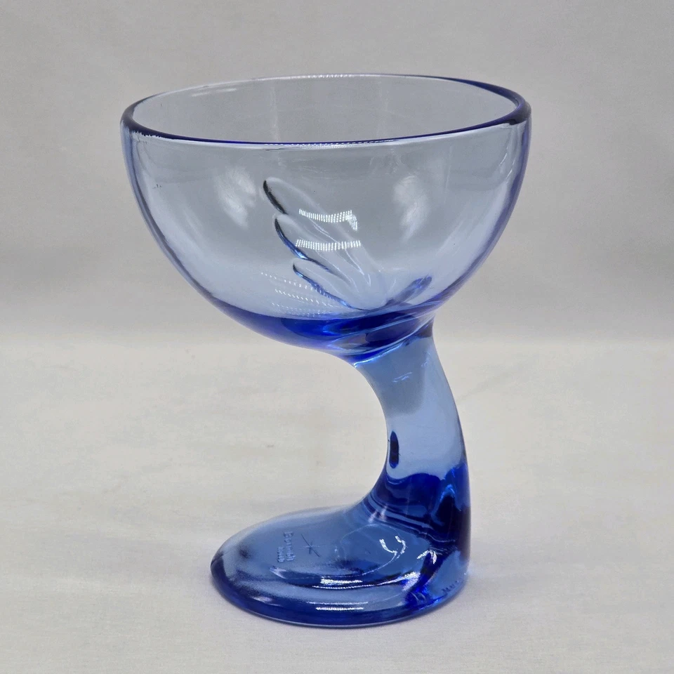 Vaso de postre Bormiolo Rocco zafiro azul Jerba vástago descentrado Italia descont Foto 3 de 4