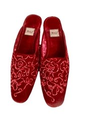 Mali Parma Burgundy Velvet Beaded Mules Size 38 Size 8