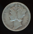 1942 P MERCURY DIME Philadelphia KM# 140 0.900 Silver 0.0665 oz. ASW As Shown