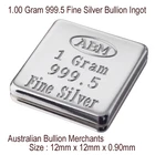 1 Gram Silver 999.5 Ingot Bar Fine Bullion Investor Grade with Certification