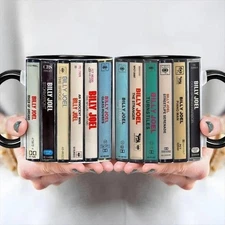 Billy Joel Albums Cassette Retro Collection Accent Mug, Gift Mug