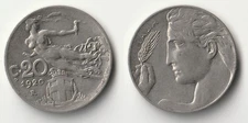 1920 Italy 20 centesimi coin