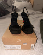 Christian Louboutin Black Leather Ankle Strap...