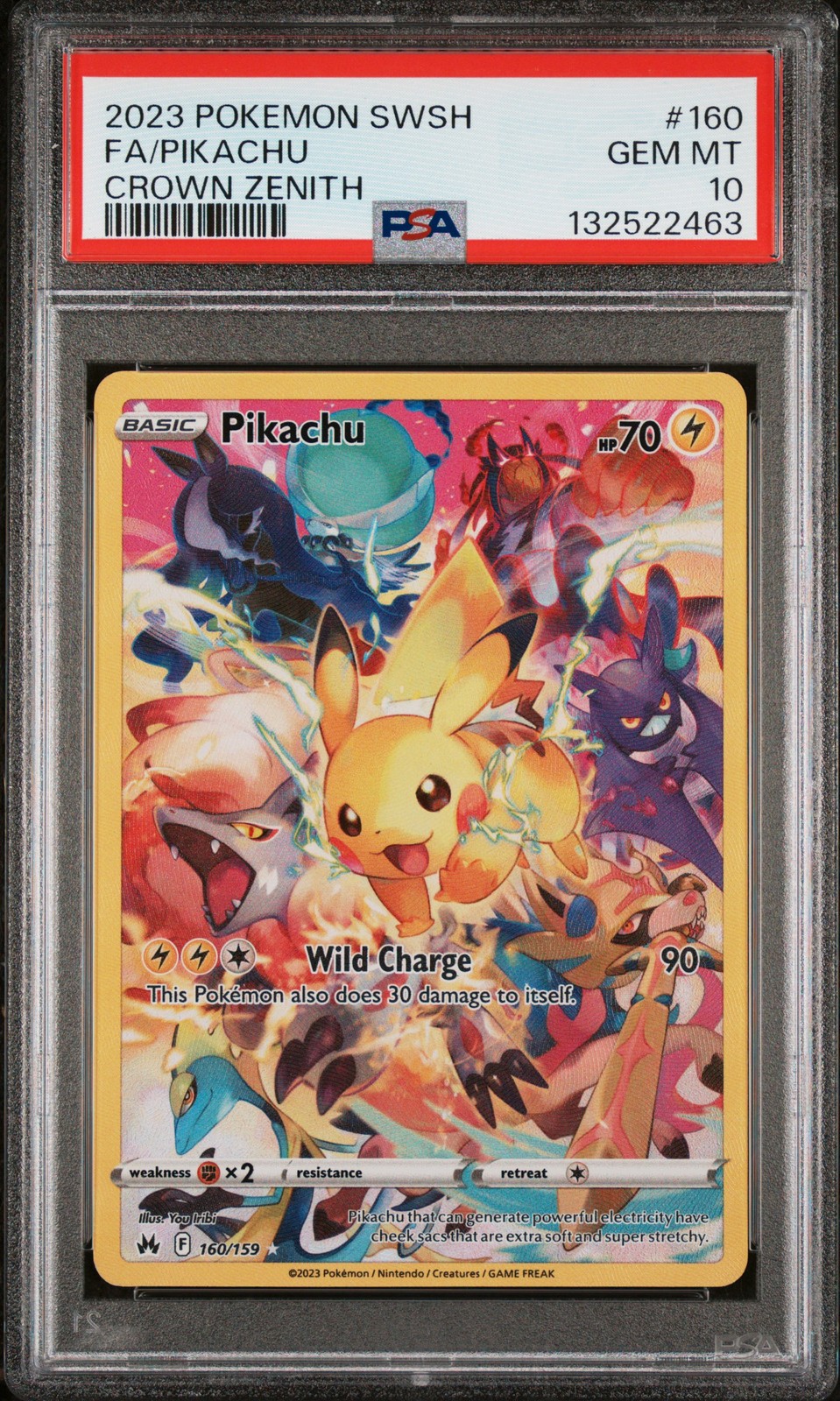 2023 POKEMON SWORD & SHIELD CROWN ZENITH #160 FULL ART/PIKACHU PSA 10