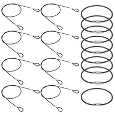 19.7" Safety Cable Lock 8 Pcs 2mm Dia Braided Steel Coated Security Cable Black