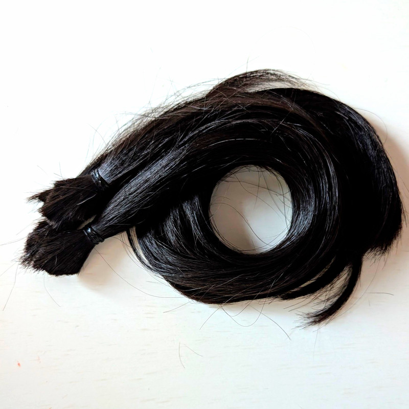 Human Hair Raw Ponytails Virgin Black Dark Brown 18in 2.5oz