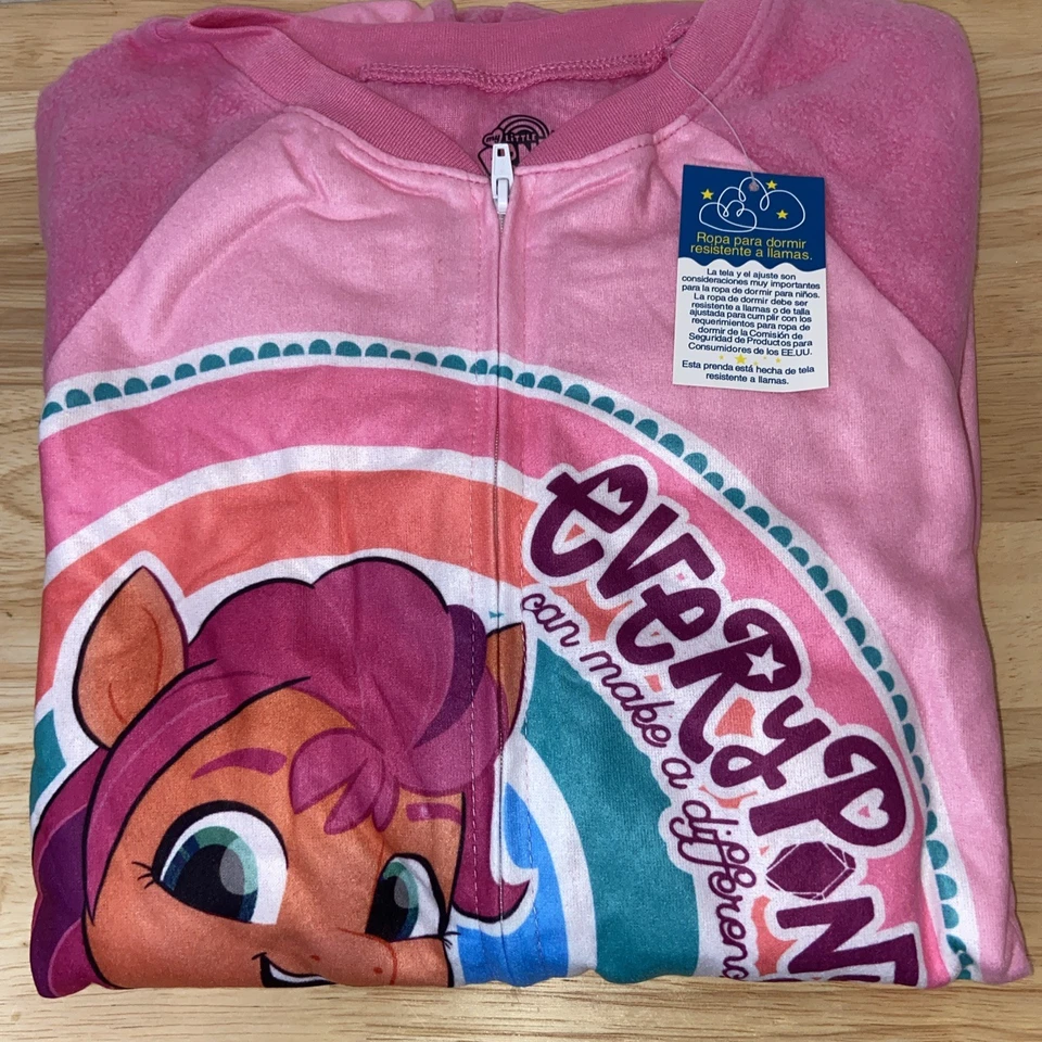 MY LITTLE PONY Pajamas SZ 10-12 Girl One Piece Union Suit Blanket Sleeper SUNNY - Image 3 of 4