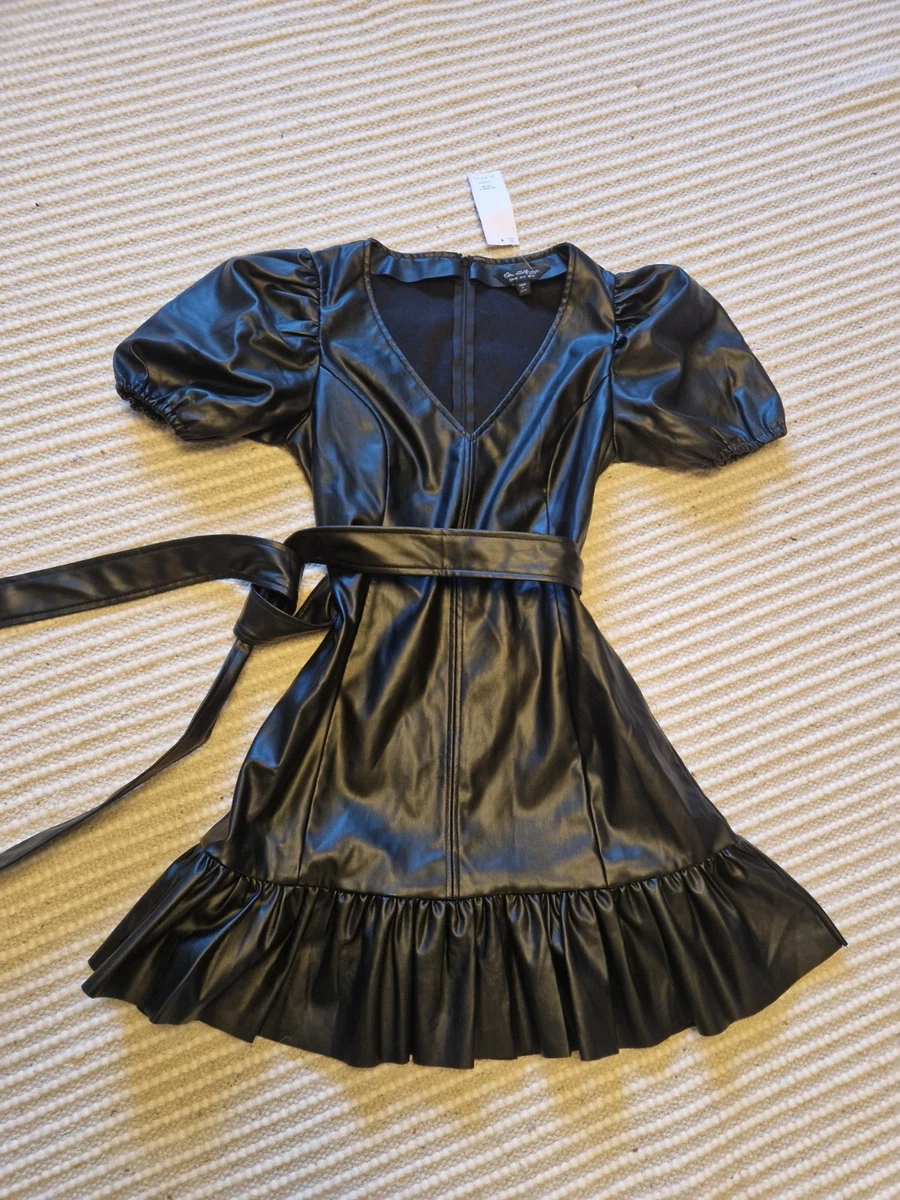 miss selfridge leather dress Miss Selfridge faux leather long sleeve shirt dress in chocolate